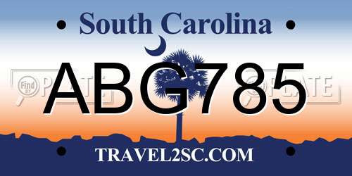 ABG785 South Carolina License Plate