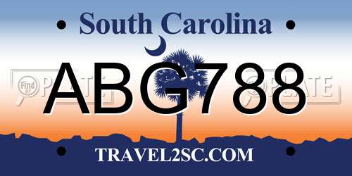 ABG788 South Carolina License Plate