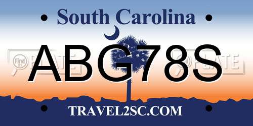 ABG78S South Carolina License Plate
