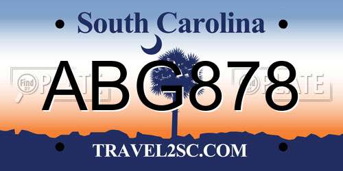 ABG878 South Carolina License Plate