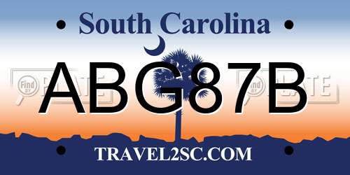 ABG87B South Carolina License Plate