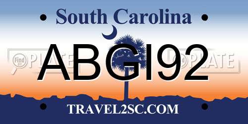 ABGI92 South Carolina License Plate