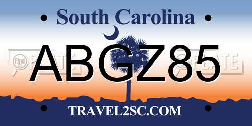 ABGZ85 South Carolina License Plate
