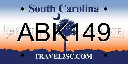 ABK149 South Carolina License Plate