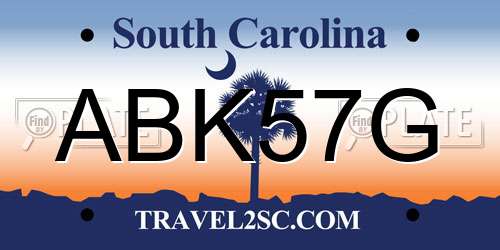 ABK57G South Carolina License Plate
