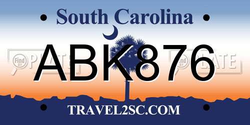 ABK876 South Carolina License Plate