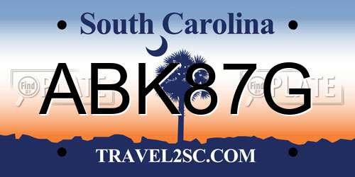 ABK87G South Carolina License Plate