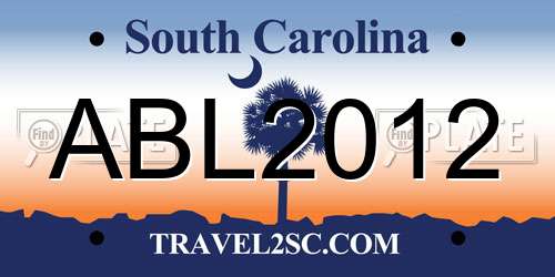 ABL2012 South Carolina License Plate