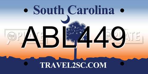 ABL449 South Carolina License Plate