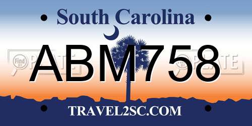 ABM758 South Carolina License Plate