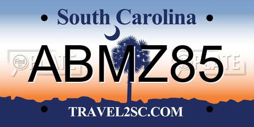 ABMZ85 South Carolina License Plate