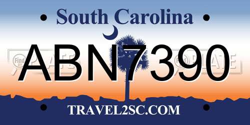 ABN7390 South Carolina License Plate