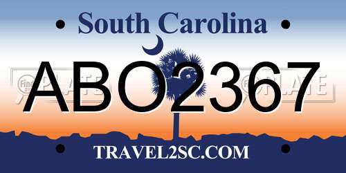 ABO2367 South Carolina License Plate