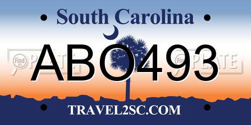 ABO493 South Carolina License Plate