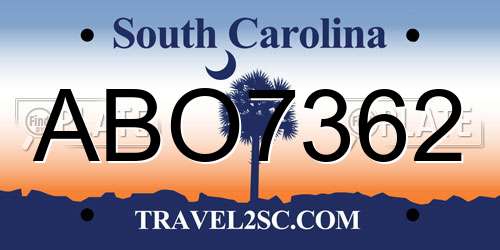 ABO7362 South Carolina License Plate