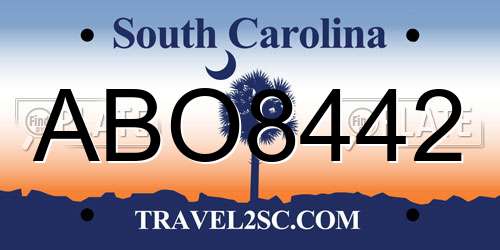 ABO8442 South Carolina License Plate