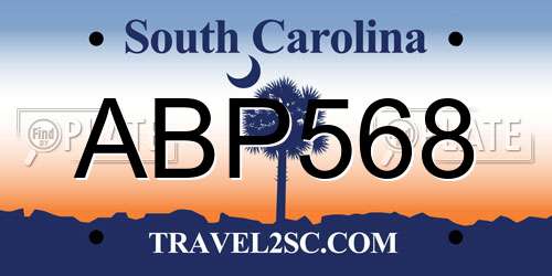 ABP568 South Carolina License Plate