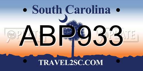 ABP933 South Carolina License Plate