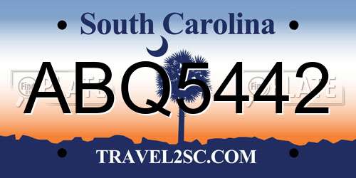ABQ5442 South Carolina License Plate