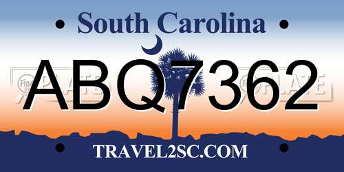 ABQ7362 South Carolina License Plate