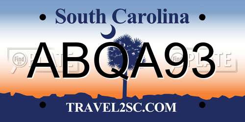 ABQA93 South Carolina License Plate