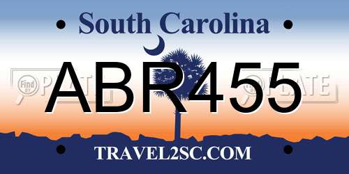 ABR455 South Carolina License Plate