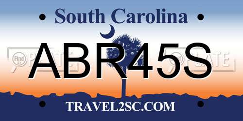 ABR45S South Carolina License Plate