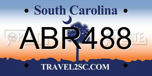 ABR488 South Carolina License Plate