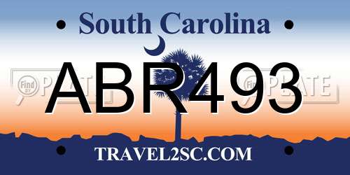 ABR493 South Carolina License Plate