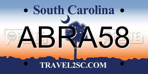 ABRA58 South Carolina License Plate