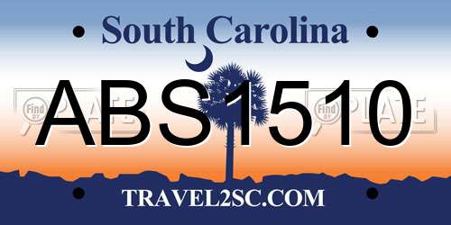 ABS1510 South Carolina License Plate