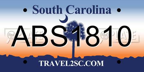 ABS1810 South Carolina License Plate