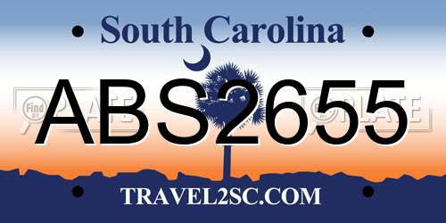 ABS2655 South Carolina License Plate