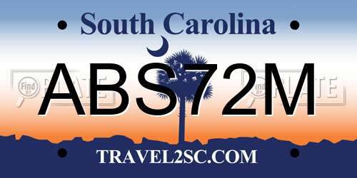 ABS72M South Carolina License Plate