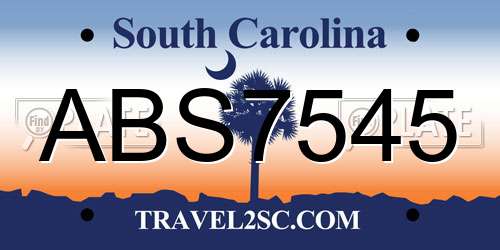 ABS7545 South Carolina License Plate