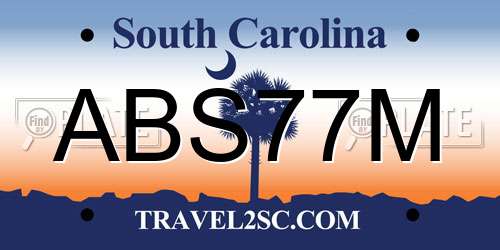ABS77M South Carolina License Plate