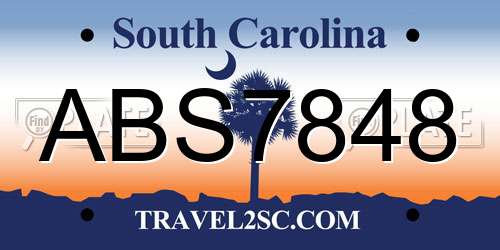 ABS7848 South Carolina License Plate