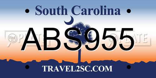 ABS955 South Carolina License Plate