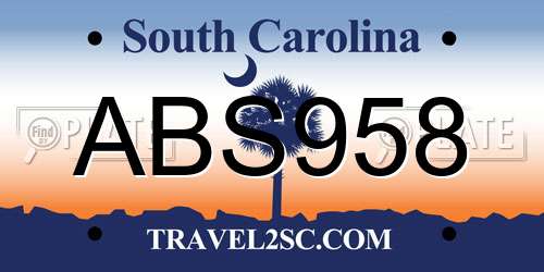 ABS958 South Carolina License Plate