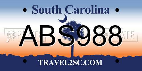ABS988 South Carolina License Plate