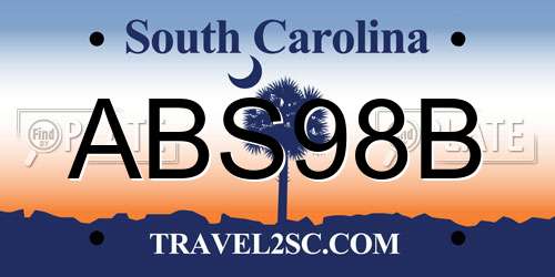 ABS98B South Carolina License Plate