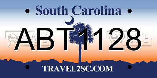 ABT1128 South Carolina License Plate
