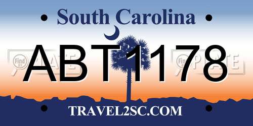 ABT1178 South Carolina License Plate