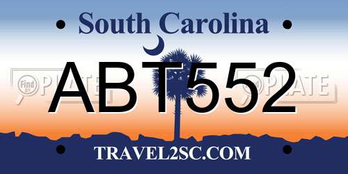 ABT552 South Carolina License Plate