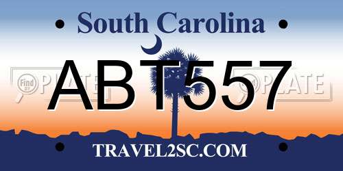 ABT557 South Carolina License Plate