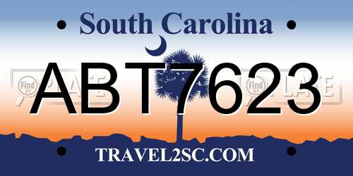 ABT7623 South Carolina License Plate
