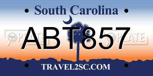 ABT857 South Carolina License Plate