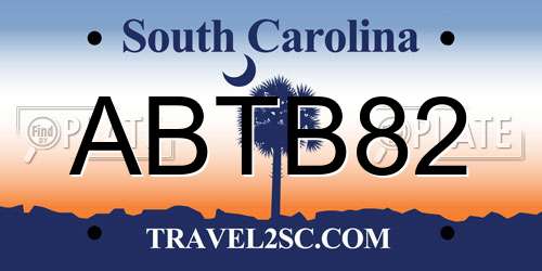 ABTB82 South Carolina License Plate