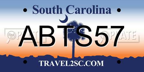 ABTS57 South Carolina License Plate