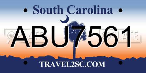 ABU7561 South Carolina License Plate